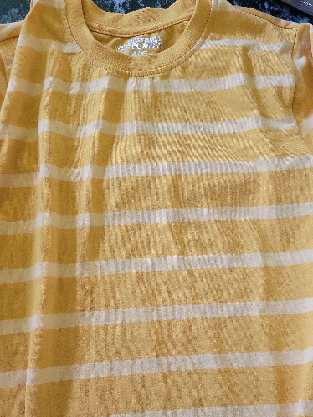 District Yellow & White Striped Short Sleeve Kids Tee